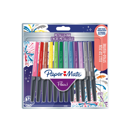 Fineliner Paper Mate Flair Metallic 12 Stuks Assorti