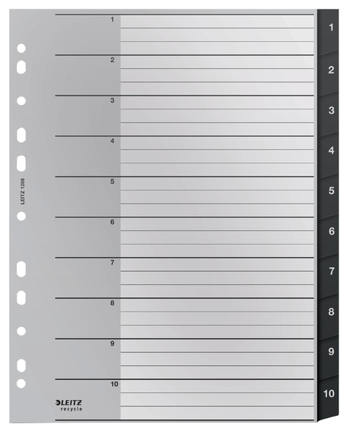 Tabblad Leitz Recycle A4 11-Gaats 1-10 Extra Breed PP