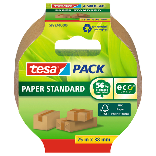 Verpakkingstape Tesapack® Papier Standard Ecologo 25MX38MM Bruin