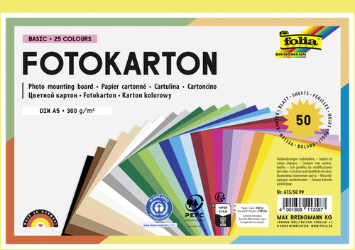 Fotokarton Folia 300GR A5 50Vel Assorti
