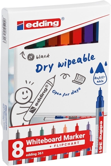 Whiteboardmarker Edding 361 Rond 1MM Assorti 8 Stuks