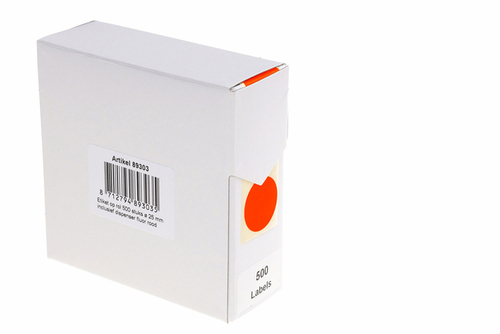 Etiket Rillprint 25MM 500st Op Rol Fluor Rood