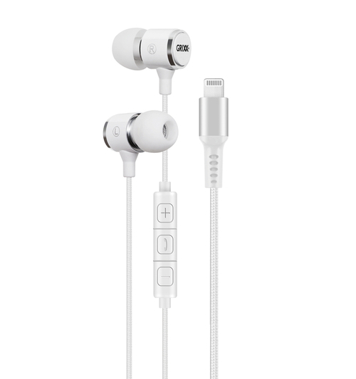 Oortelefoon Grixx In-Ear Lightning Incl. Mic Wit