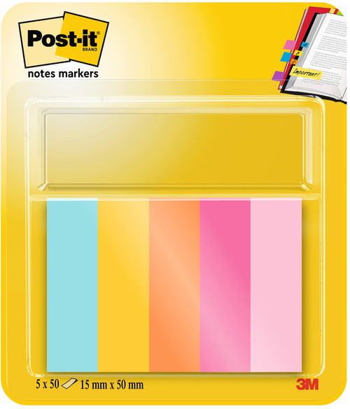 Markeerstrook Post-It 670 15X50MM Beachside 5 Stuks