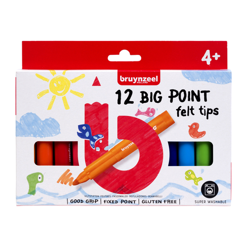 Viltstift Bruynzeel Kids Big Point Set À 12 Kleuren