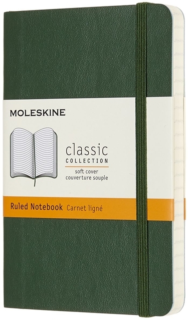 Notitieboek Moleskine Pocket 90X140MM Lijn Soft Cover Myrtle Green