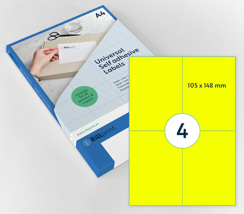 Etiket Rillprint 105X148MM Fluorgeel 400 Etiketten