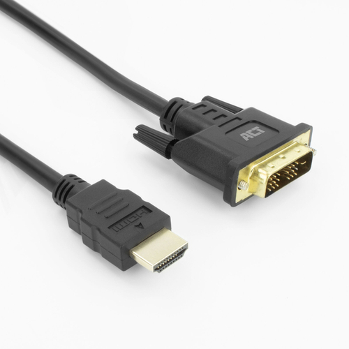 Kabel Act Hdmi DVI 18+1 Pin M/M Zwart 2 Meter