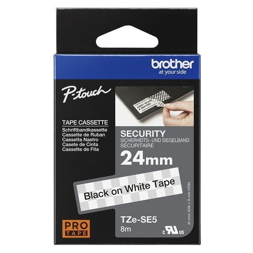 Labeltape Brother P-Touch Tze-Se5 Veiligheidstape 24MM Zwart Op Wit