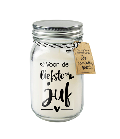 Black White Scented Candle Juf Wax Glas