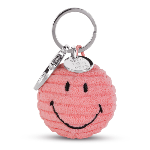 Smiley Keychain Eco Corduroy Pink- 4,5 CM
