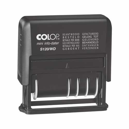 Woord-Datumstempel Colop Printer Mini S 120/WD 12 Teksten Zwart