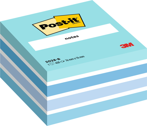 Memoblok Post-It 2028 76X76MM Kubus Pastel Blauw