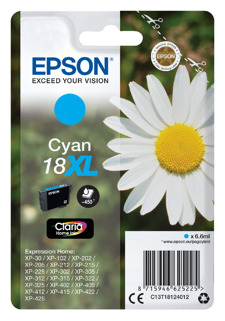 Inktcartridge Epson 18XL T1812 Blauw