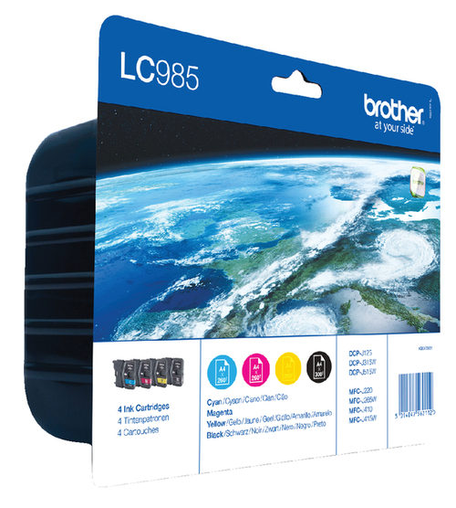 Inktcartridge Brother LC-985Valbp Zwart + 3 Kleuren