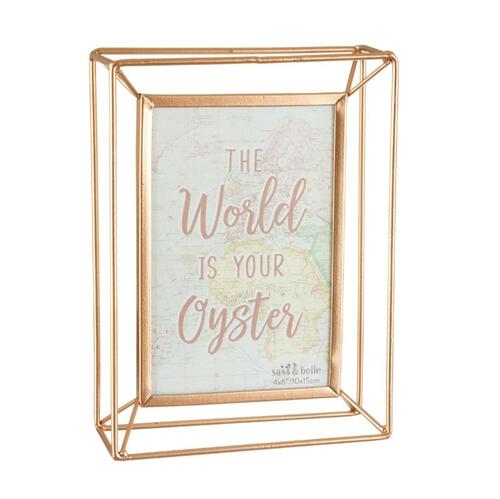 Fotolijstje in roze en goud World explorer