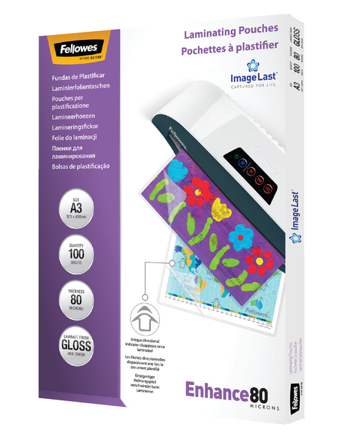 Lamineerhoes Fellowes A3 2X80Micron Glans 100 Stuks