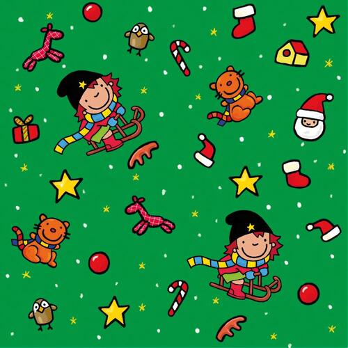 Cadeaupapier Heksje Mimi viert Kerstmis