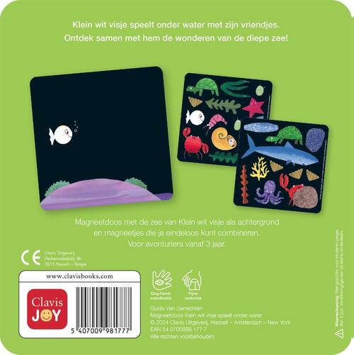 Magneetdoos Klein wit visje speelt onder water