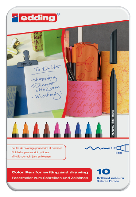 Fineliner Edding 1200 Fijn Assorti Blik À 10 Stuks
