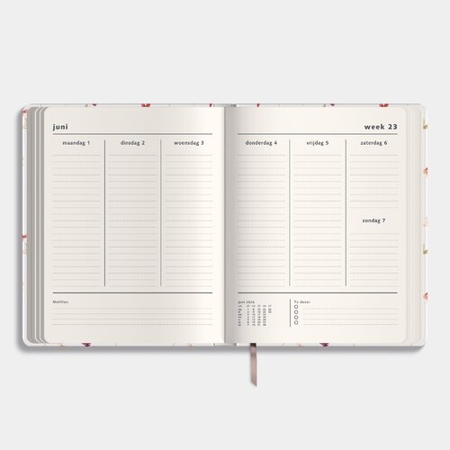 Weekplanner 2026-2027 ±A4 Washed Kraft Bloemetjes