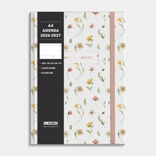 Agenda 2026-2027 A4 Aquarel Bloemetjes