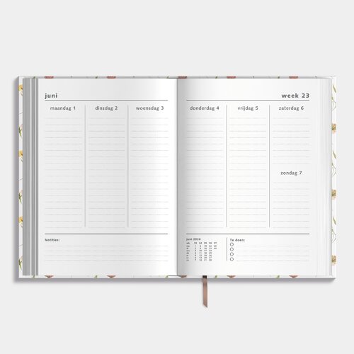 Agenda 2026-2027 A4 Aquarel Bloemetjes