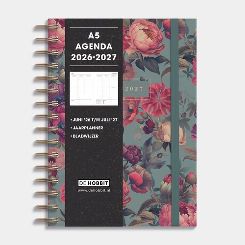 Ringband Agenda 2026-2027 A5 Klassieke Rozen