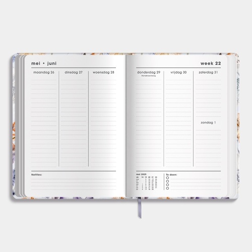 Agenda A5 D1 25/26 Waterverf bloemen