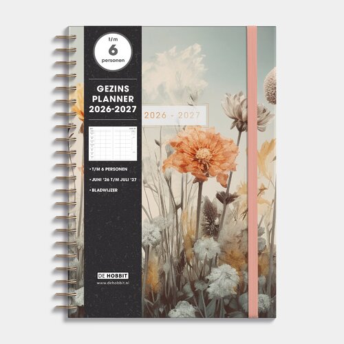 Gezinsplanner 2026-2027 A4 Veldbloemen