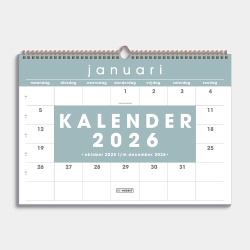 Maandkalender 2026 A3 Grijsgroen