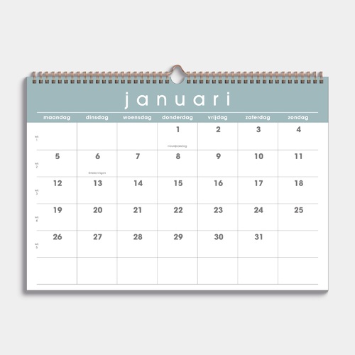 Maandkalender 2026 A3 Grijsgroen