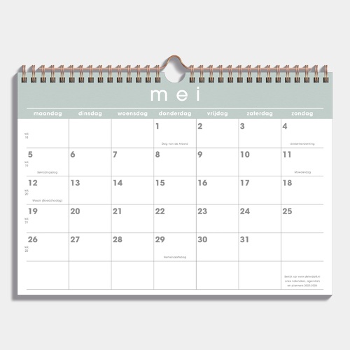 Maandkalender D2 25/26 Grijsgroen