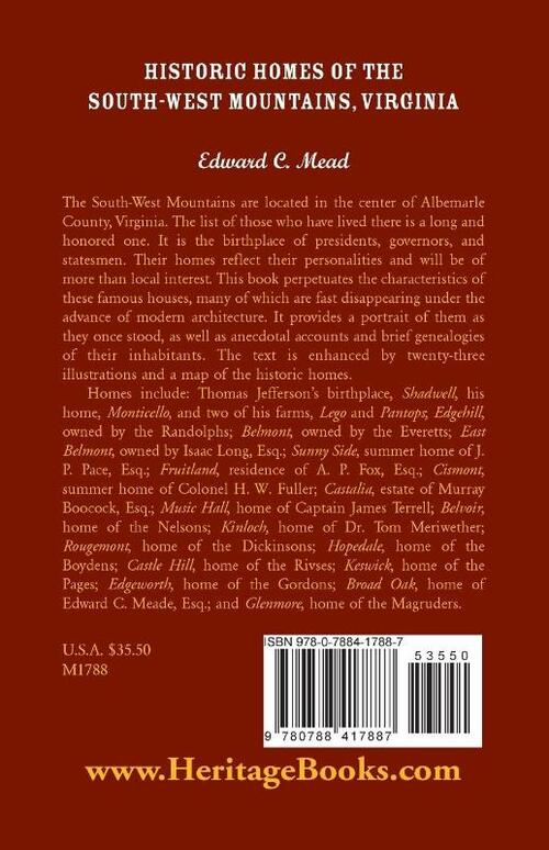 Historic Homes of the South-West Mountains, Virginia