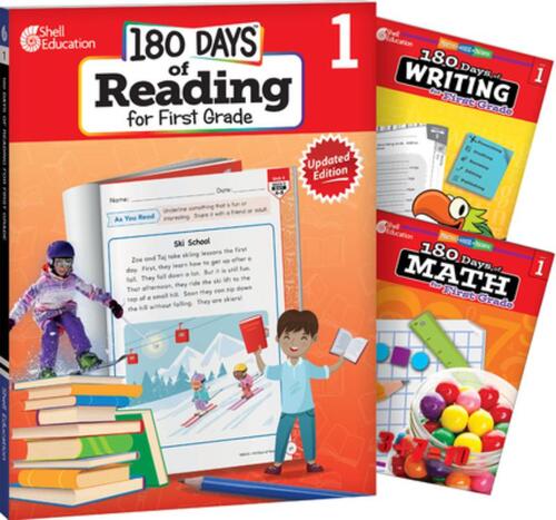 180 Days(tm) Reading, Writing and Math for Grade 1: 3-Book Set: Practice, Assess, Diagnose