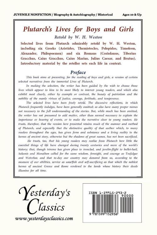 Plutarch's Lives for Boys and Girls (Yesterday's Classics)