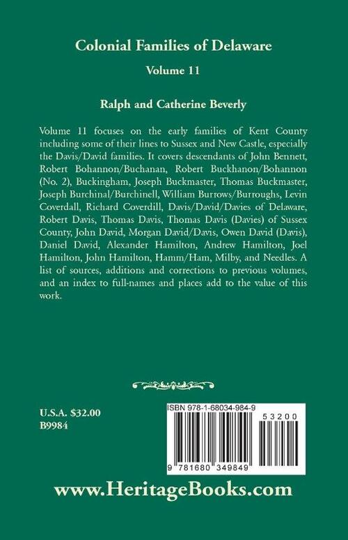 Colonial Families of Delaware, Volume 11