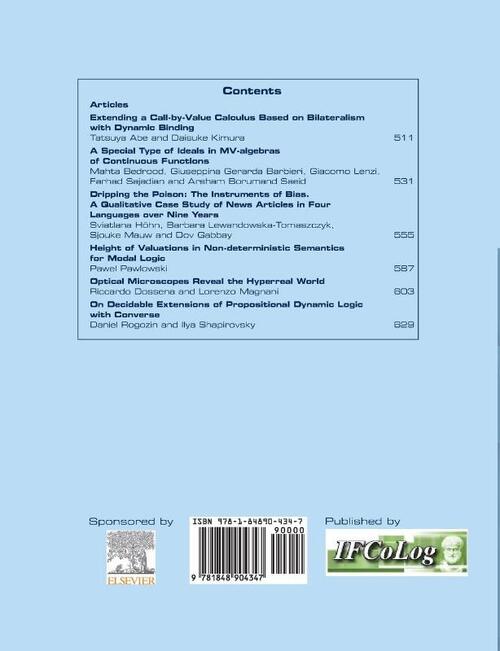 Journal of Applied Logics. IfCoLog Journal of Logics and their Applications. Volume 10, number 4, July 2023