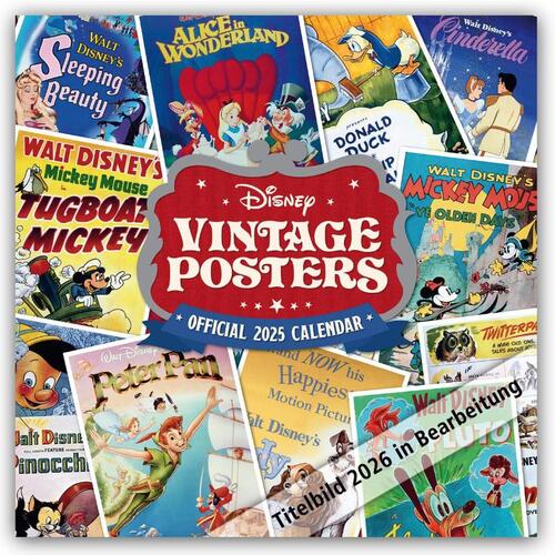 Disney Vintage Posters - Disney Filmplakate - Offizieller Kalender 2026 - Wandkalender