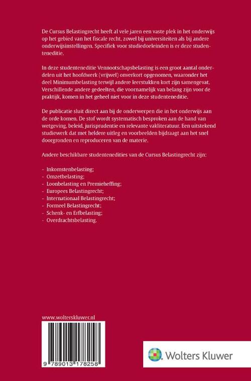 Cursus belastingrecht Vennootschapsbelasting