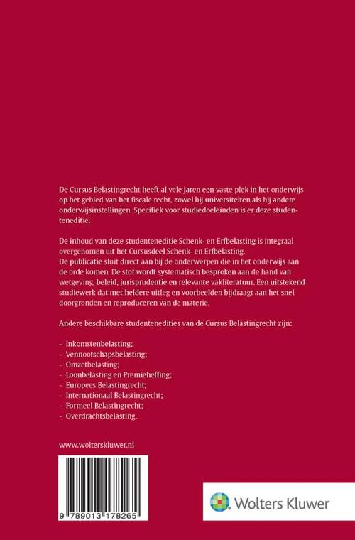 Cursus Belastingrecht Schenk- en Erfbelasting
