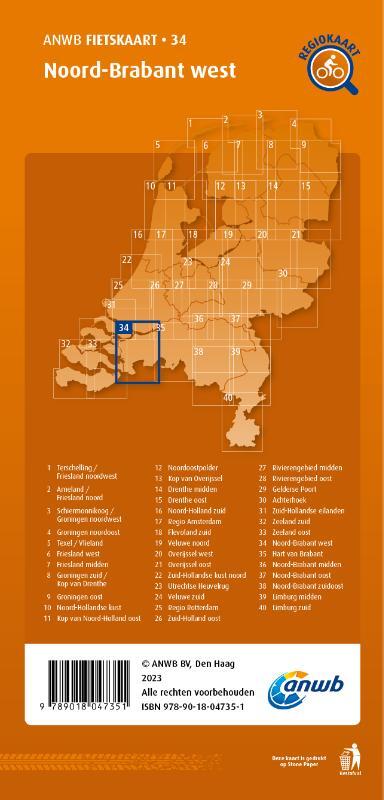 Fietskaart Noord-Brabant west 1:66.666