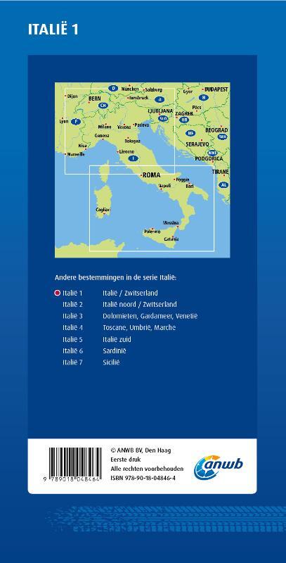 ANWB*Wegenkaart Italië 1. Italië/Zwitserland