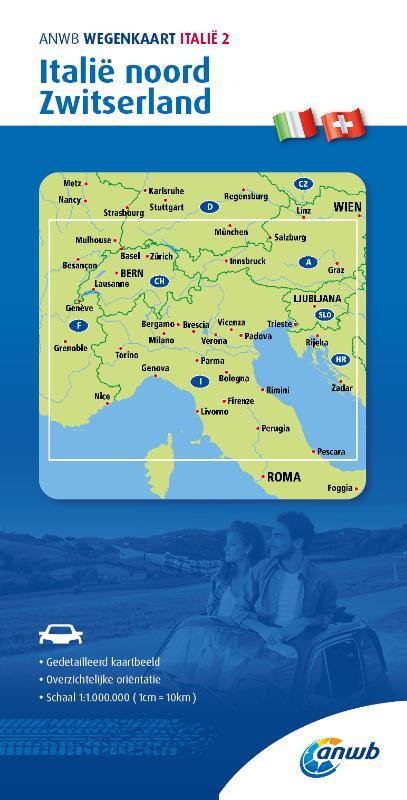 ANWB*Wegenkaart Italië 2. Italie-Noord/Zwitserland