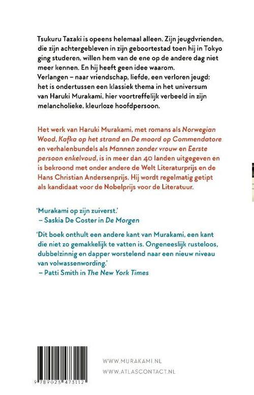 De kleurloze Tsukuru Tazaki en zijn pelgrimsjaren