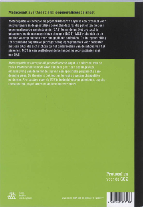 Metacognitieve Therapie Bij Gegeneraliseerde Angst