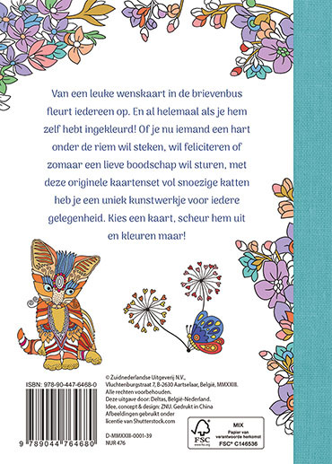 Wenskaarten om in te kleuren - I love cats