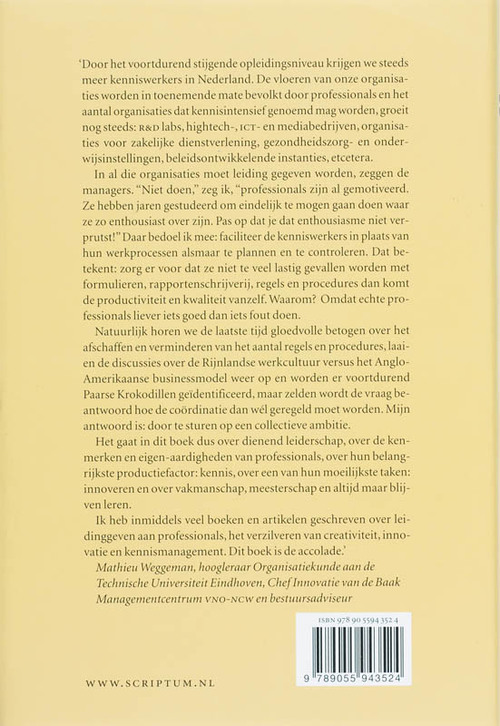 Leidinggeven aan professionals niet doen