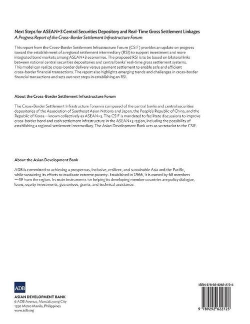 Next Steps for ASEAN+3 Central Securities Depository and Real-Time Gross Settlement Linkages