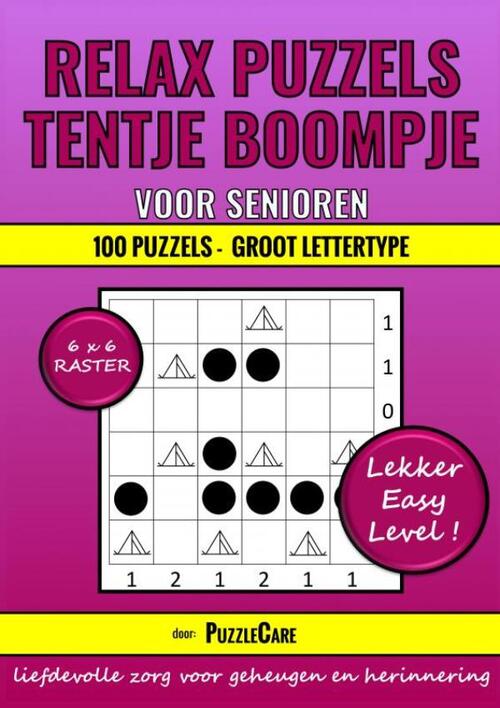 Relax Puzzels: Tentje Boompje voor Senioren 6x6 Raster - 100 Puzzels Groot Lettertype - Lekker Easy Level!